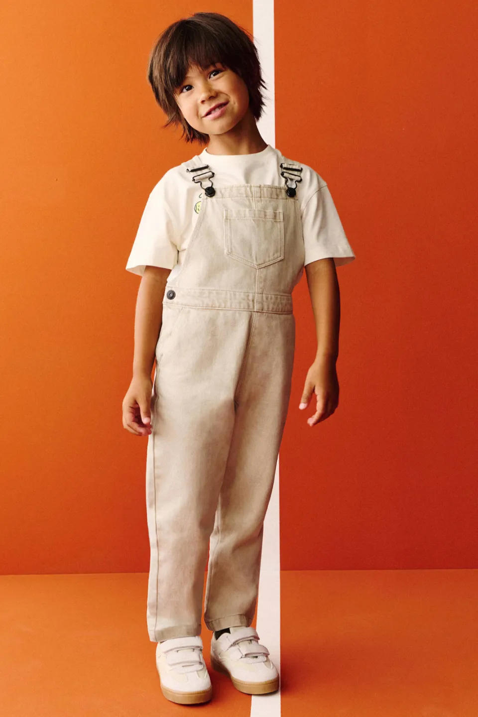 Mango denim tuinbroek beige