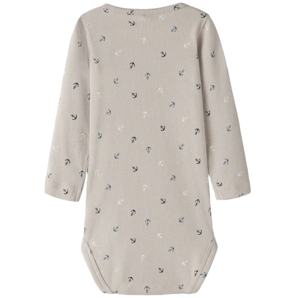 NAME IT BABY romper greige Beige Jongens Stretchkatoen Ronde hals All over print, foto 2
