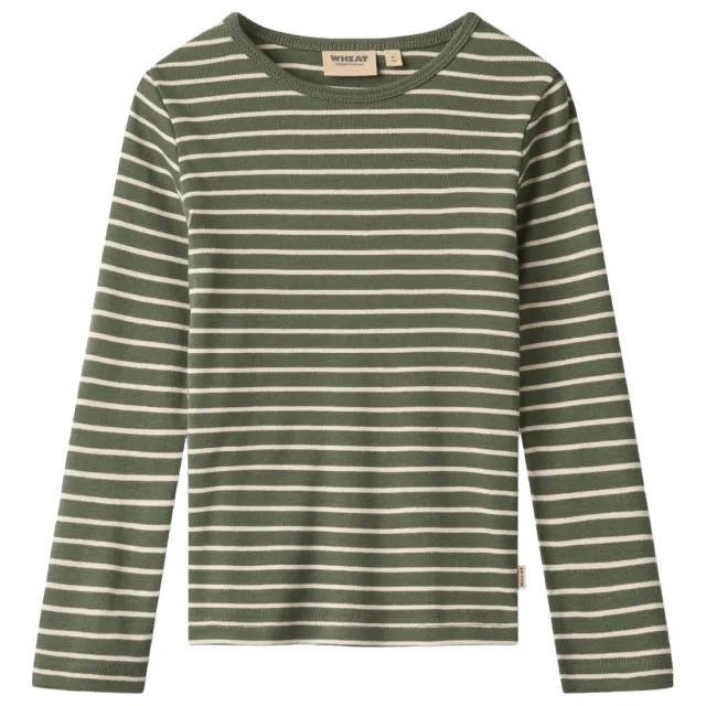 Wheat rechtvallende gestreepte longsleeve groen/wit