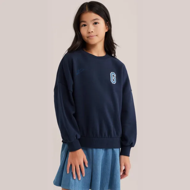 WE Fashion midi sweatjurk donkerblauw/lichtblauw, foto 4