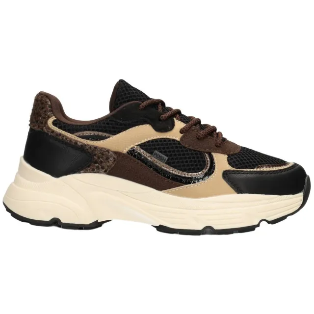 POSH by Poelman Angy chunky leren sneakers - zwart/beige