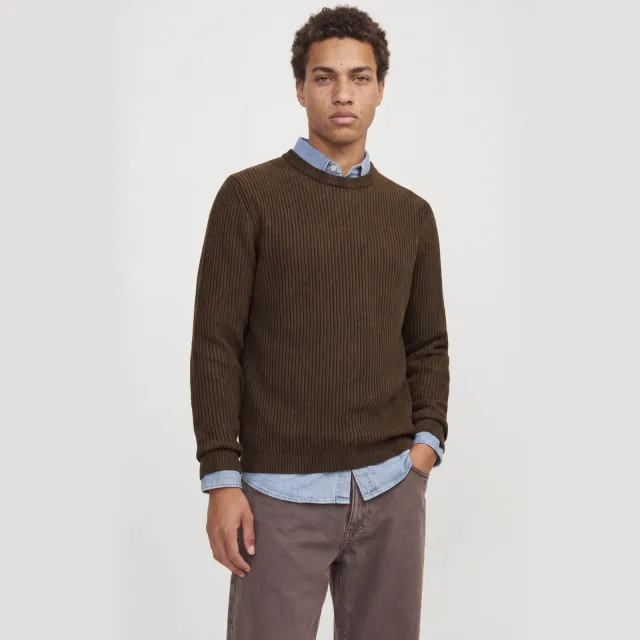 Jack & Jones ESSENTIALS regular fit gebreide trui - cocoa