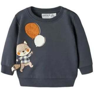 NAME IT BABY sweater met borduursels en print - donkerblauw Printopdruk