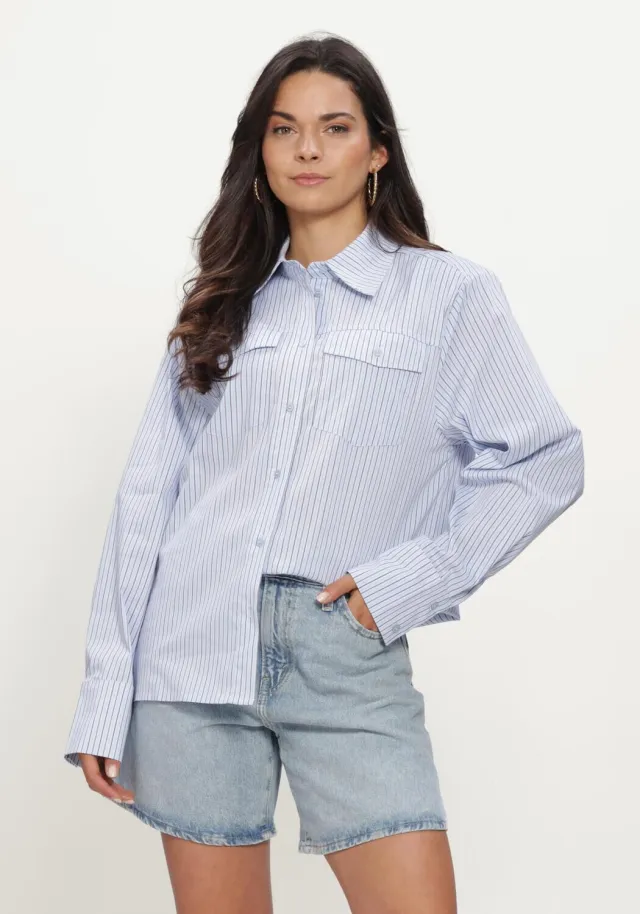 Notre-V Nv-irma blouse lichtblauw gestreept