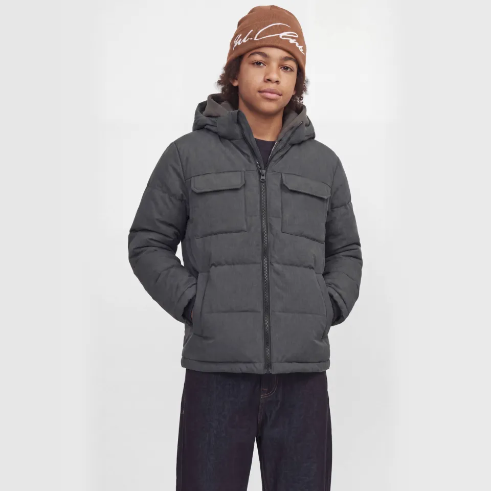 Jack & Jones Junior gewatteerde winterjas antraciet, foto 3