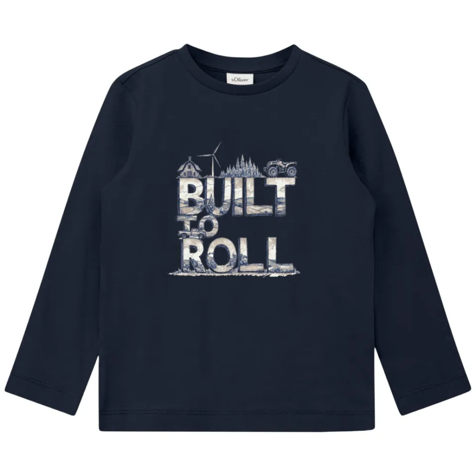 S.Oliver longsleeve met print en tekst marine, foto 2