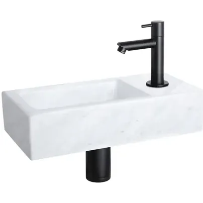 Differnz Fonteinset Mix&match Marmer Recht Mat Zwart Wit