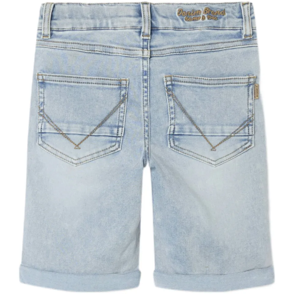 NAME IT slim fit jeansshort lichtblauw light blue bleached denim, foto 4