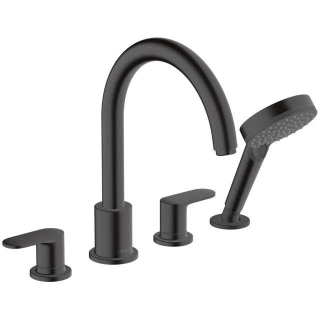 Hansgrohe Badrandmengkraan HansGrohe Vernis Blend 4-gats Mat Zwart