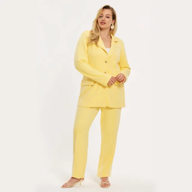 Yoek slim regular waist broek geel