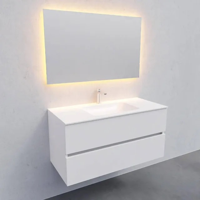 Badkamermeubel Solid Surface AQS Oslo 100x46 cm Midden Mat Wit Boss & Wessing