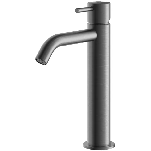 Wastafelmengkraan Hotbath Archie Zonder Waste Middel Geborsteld Gunmetal PVD