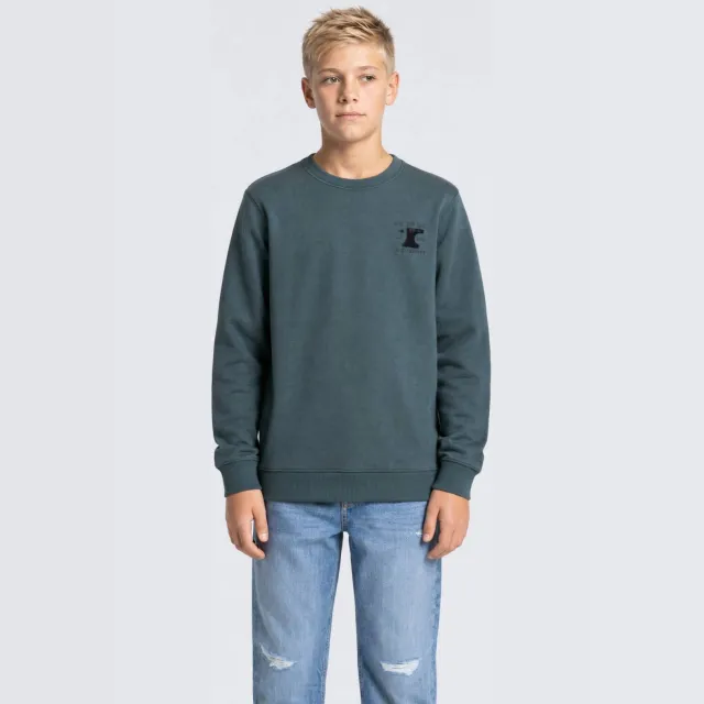 Petrol Industries rechtvallende sweater met print - grijsblauw