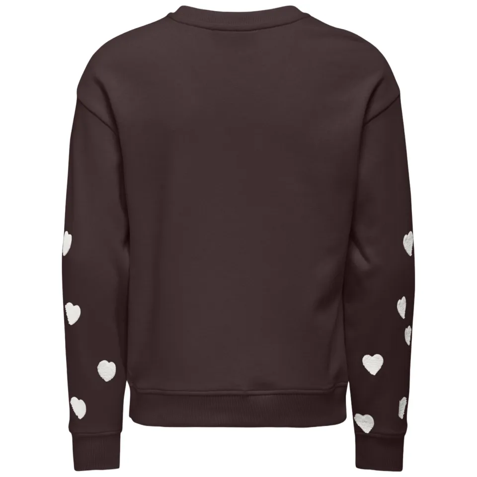 KIDS ONLY GIRL rechtvallende sweater met hartjes - donkerbruin Hartjes, foto 2