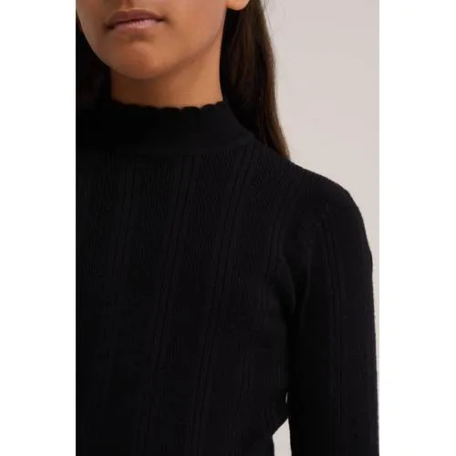 WE Fashion longsleeve met opstaande kraag zwart, foto 4