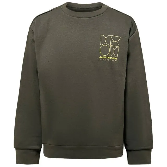 Retour Jeans sweater met backprint - donkergroen