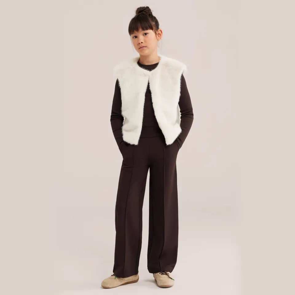 WE Fashion imitatiebont gilet - ecru