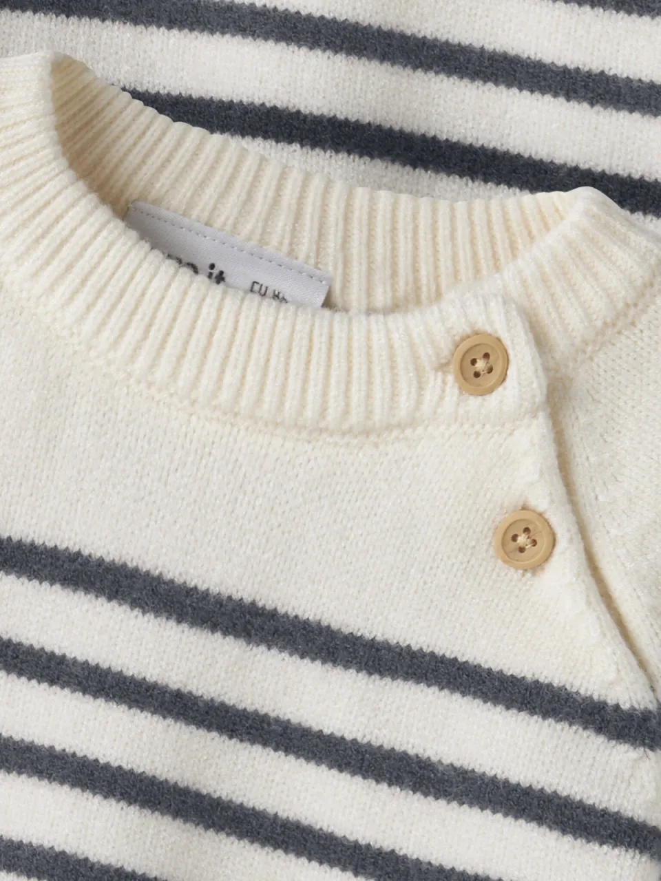 NAME IT BABY gebreide gestreepte trui - offwhite/blauw, foto 3