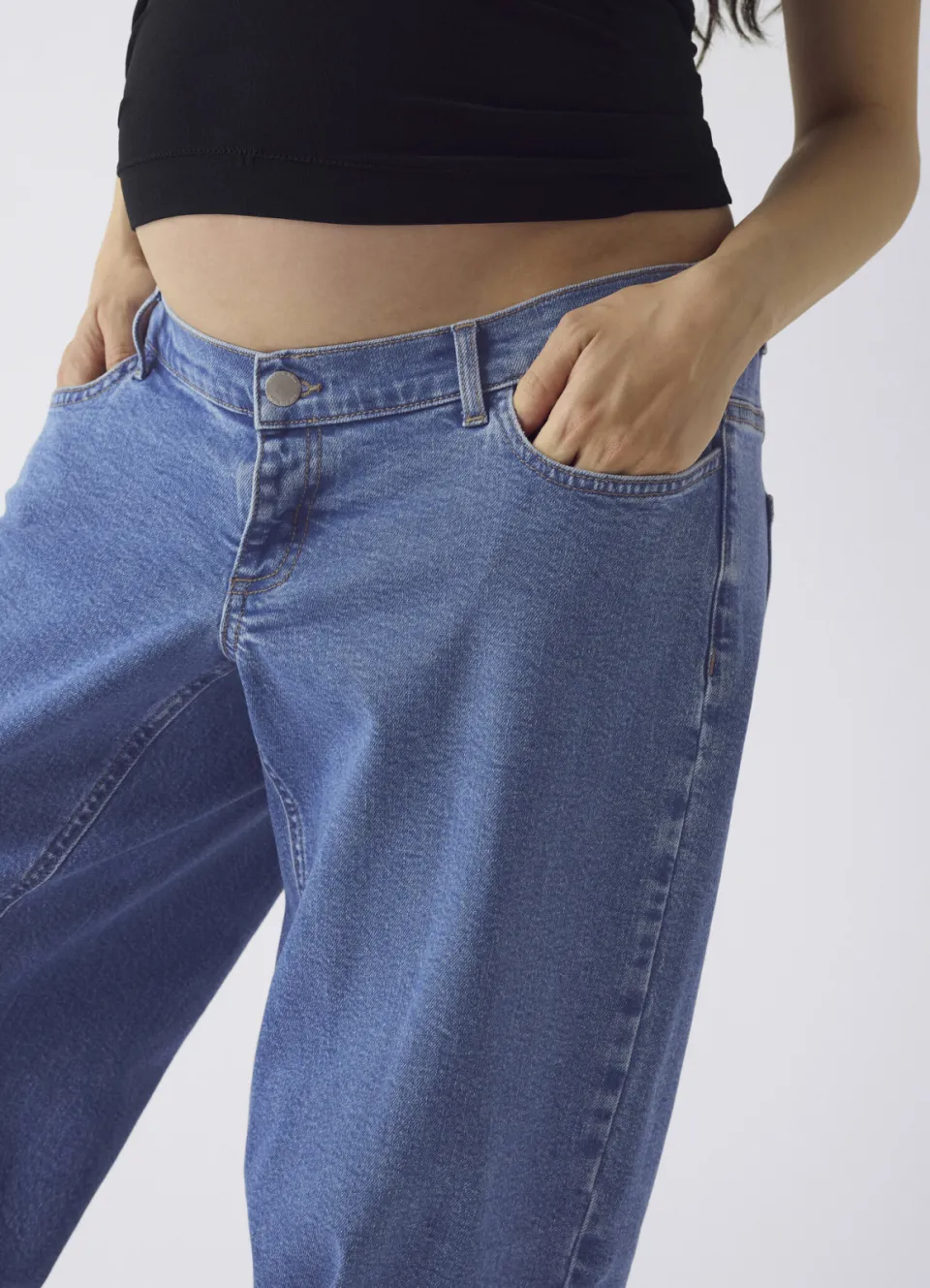 Only MATERNITY Olmluma low waist zwangerschaps straight leg jeans medium blue denim, foto 8