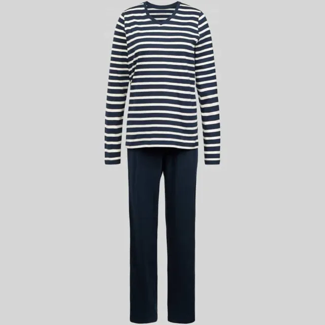 Schiesser Pyjama met streepmotief Versch.kleure/Patroon,Wit,Blauw,Grijs