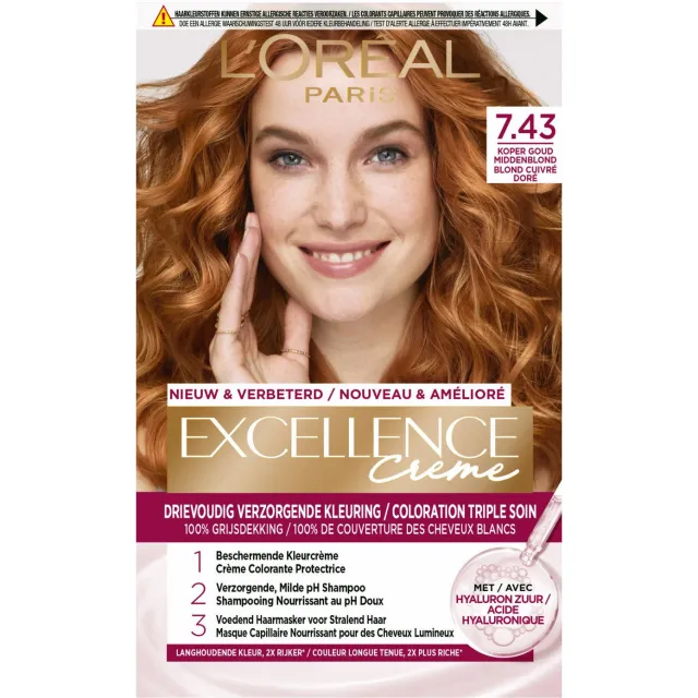 L'oréal Excellence haarkleurmiddel 7.43 koper goudblond, foto 2