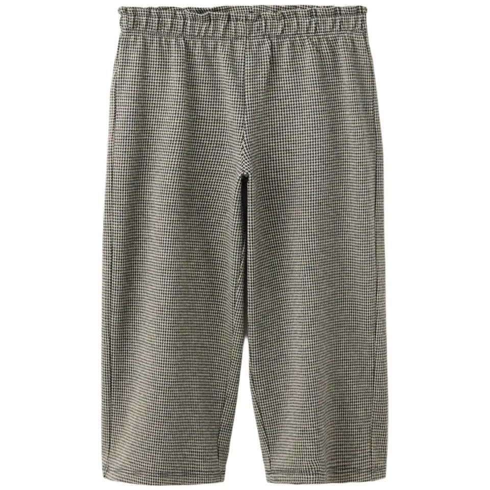 Mango pied-de-poule casual broek bruin ecru, foto 2