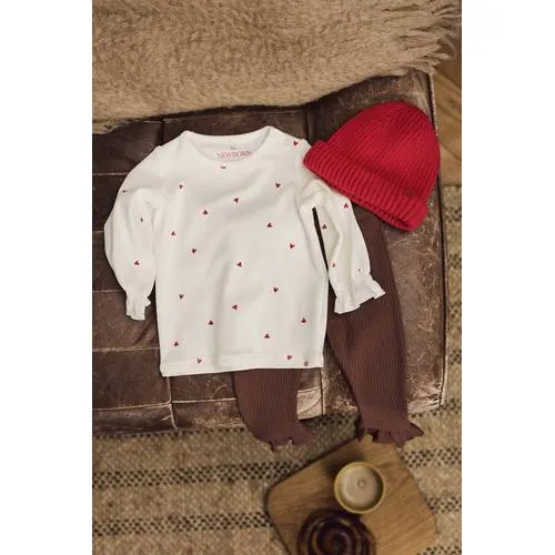 Z8 newborn Femme longsleeve ecru met rode hartjes, foto 7