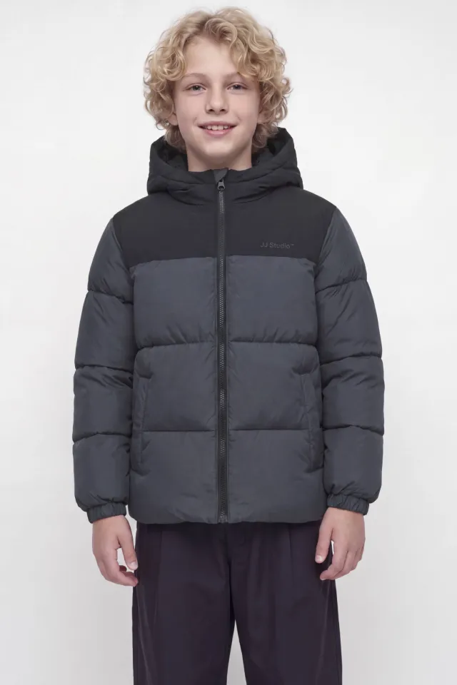 Jack & Jones Junior winter pufferjas antraciet