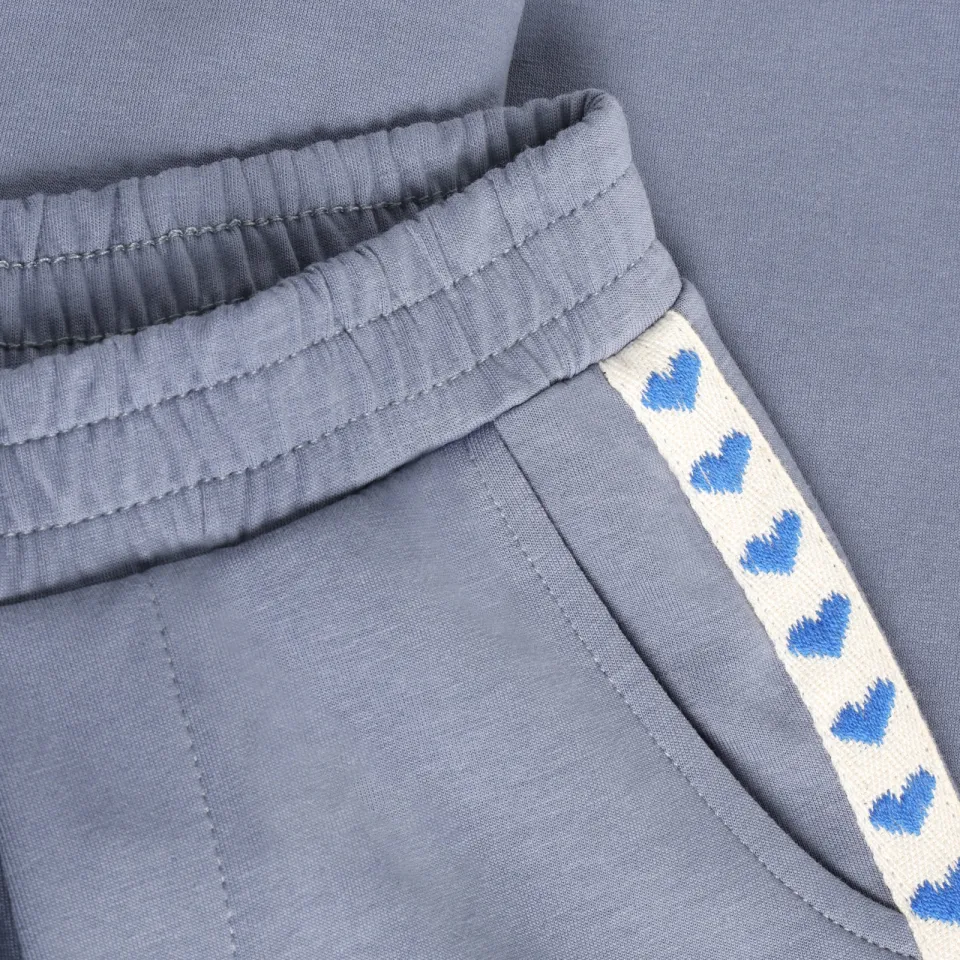 Daily7 wide leg sweatpants met hartjes grijsblauw, foto 3
