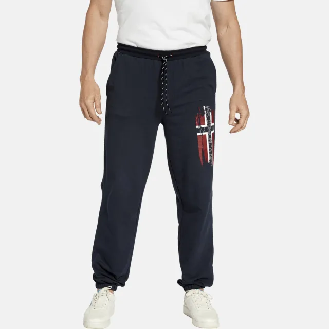 Jan Vanderstorm loose fit joggingbroek VEGAR Plus Size met printopdruk donkerblauw