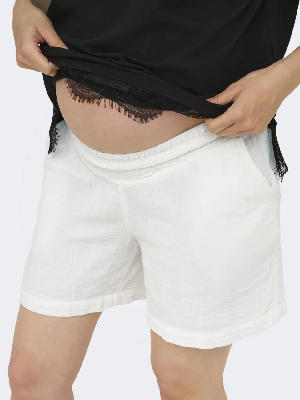 Only Maternity regular waist zwangerschaps short wit, foto 6