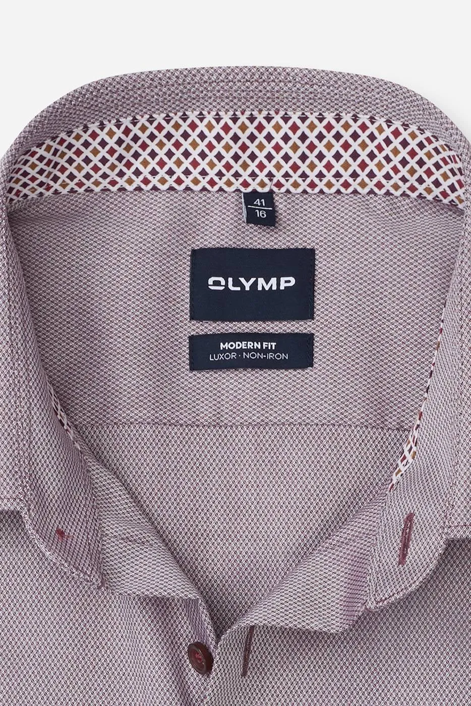 Olymp slim fit gemêleerd overhemd - bordeaux, foto 3