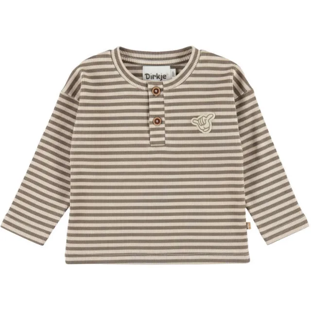 Dirkje gestreepte longsleeve bruin/beige
