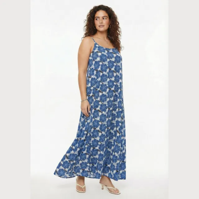 Yoek gebloemde maxi jurk blauw, foto 2