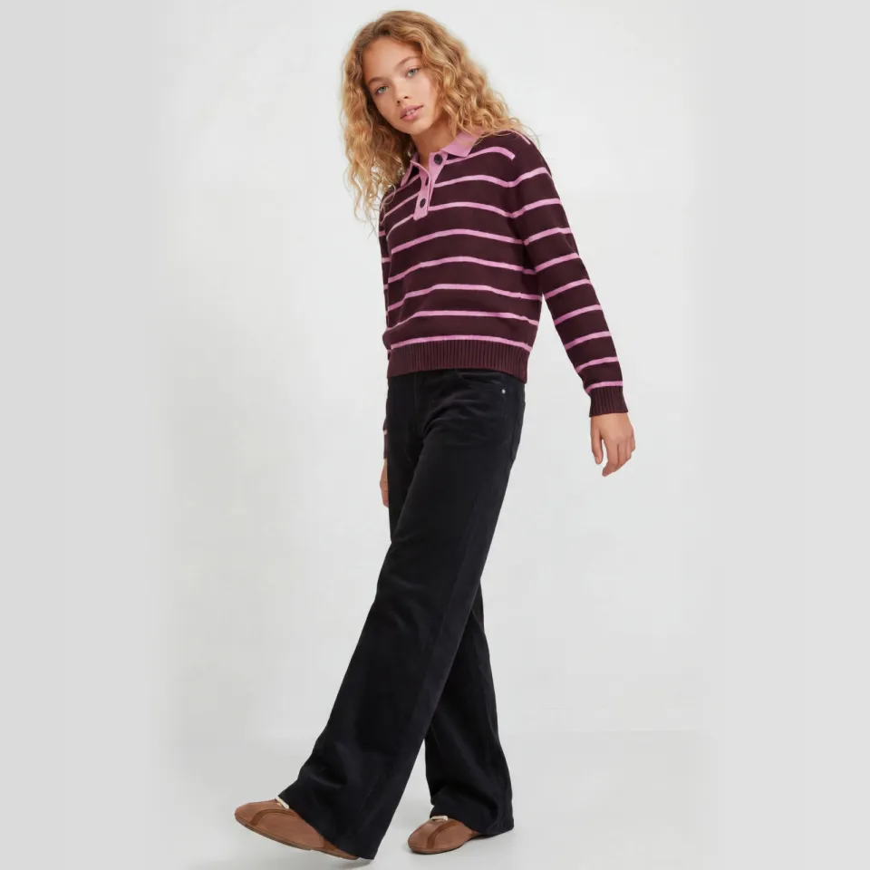 JJXX GIRL JXZOE GELLY wide leg corduroy broek zwart, foto 4