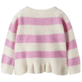 NAME IT MINI gebreide gestreepte trui met wol - wit Meisjes Polyester Ronde hals, foto 2