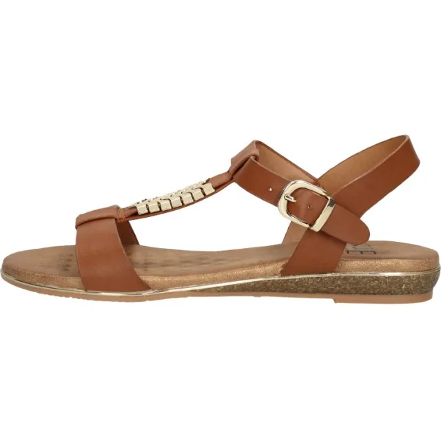 Sub55 sandalen plat cognac, foto 2