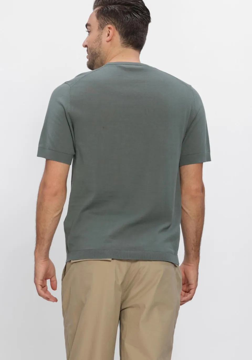Selected regular T-shirt groen fijn gebreid, foto 6