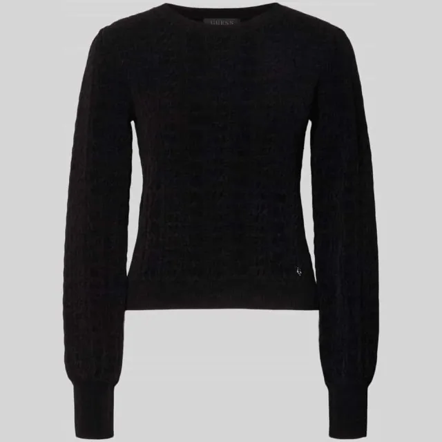 Guess regular fit gebreide trui met kabelpatroon Zwart