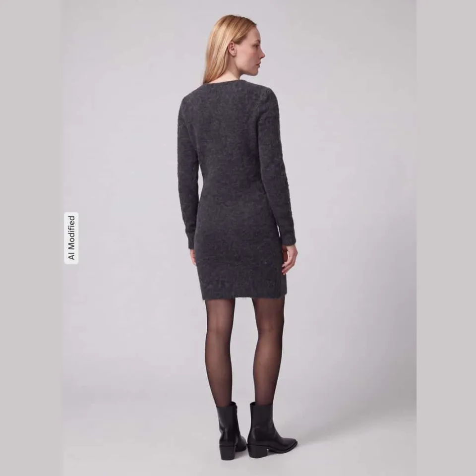 Vero Moda Doffy tricotjurk donkergrijs zwart, foto 3