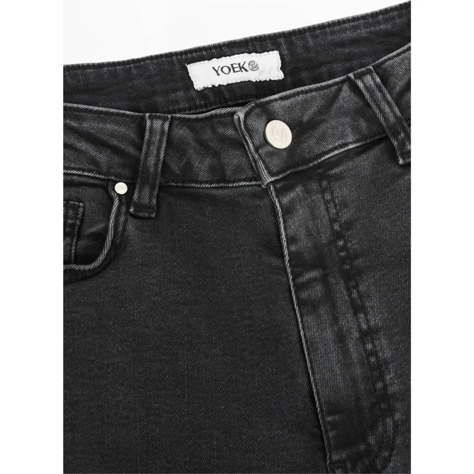 Yoek high waist wide leg jeans black denim, foto 7