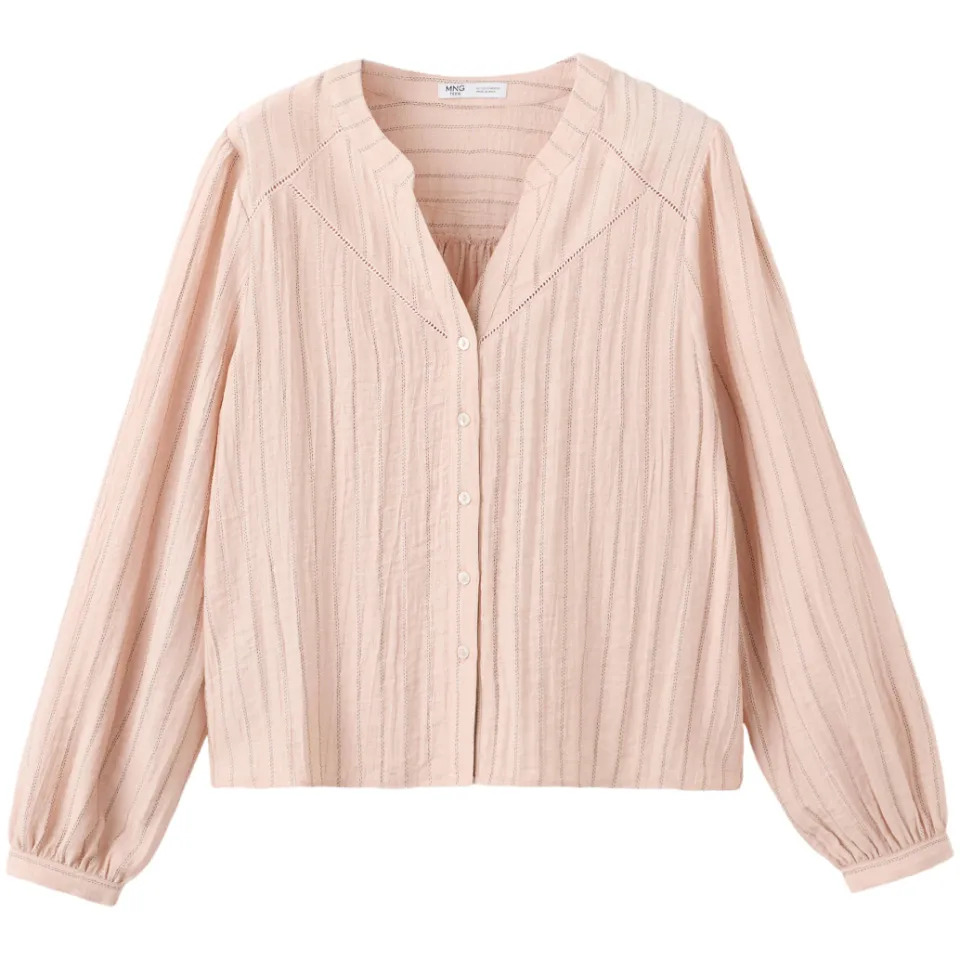 Mango gestreepte blouse lichtroze, foto 2