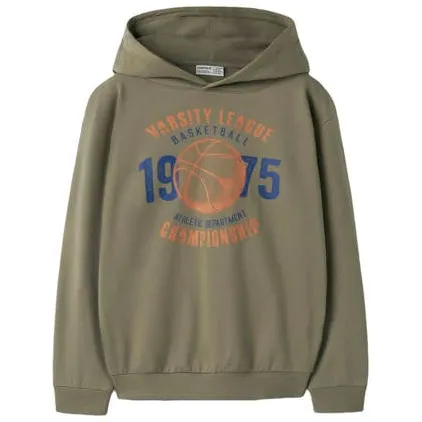 NAME IT KIDS oversized sweater met tekst - groen Jongens Katoen Ronde hals