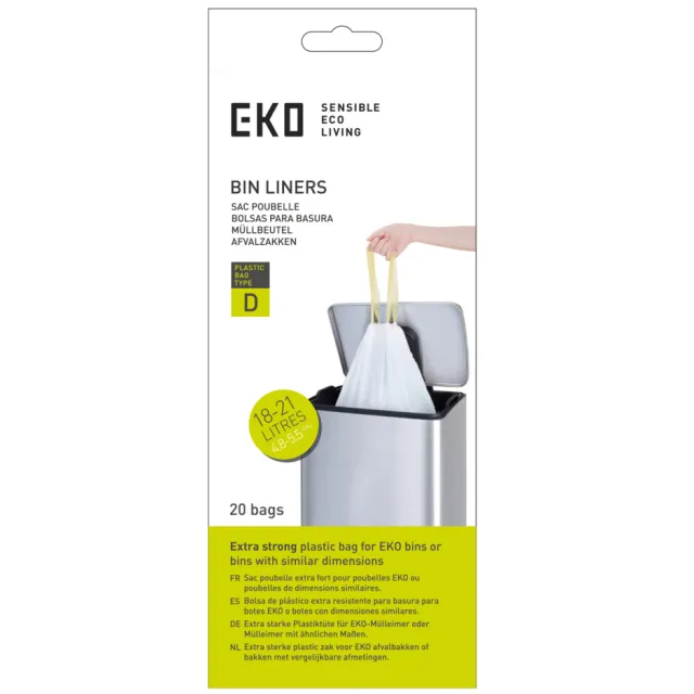 Eko 2e halve prijs: EKO Afvalzak met Trekband Wit 18–21 Liter Type D 20 zakken
