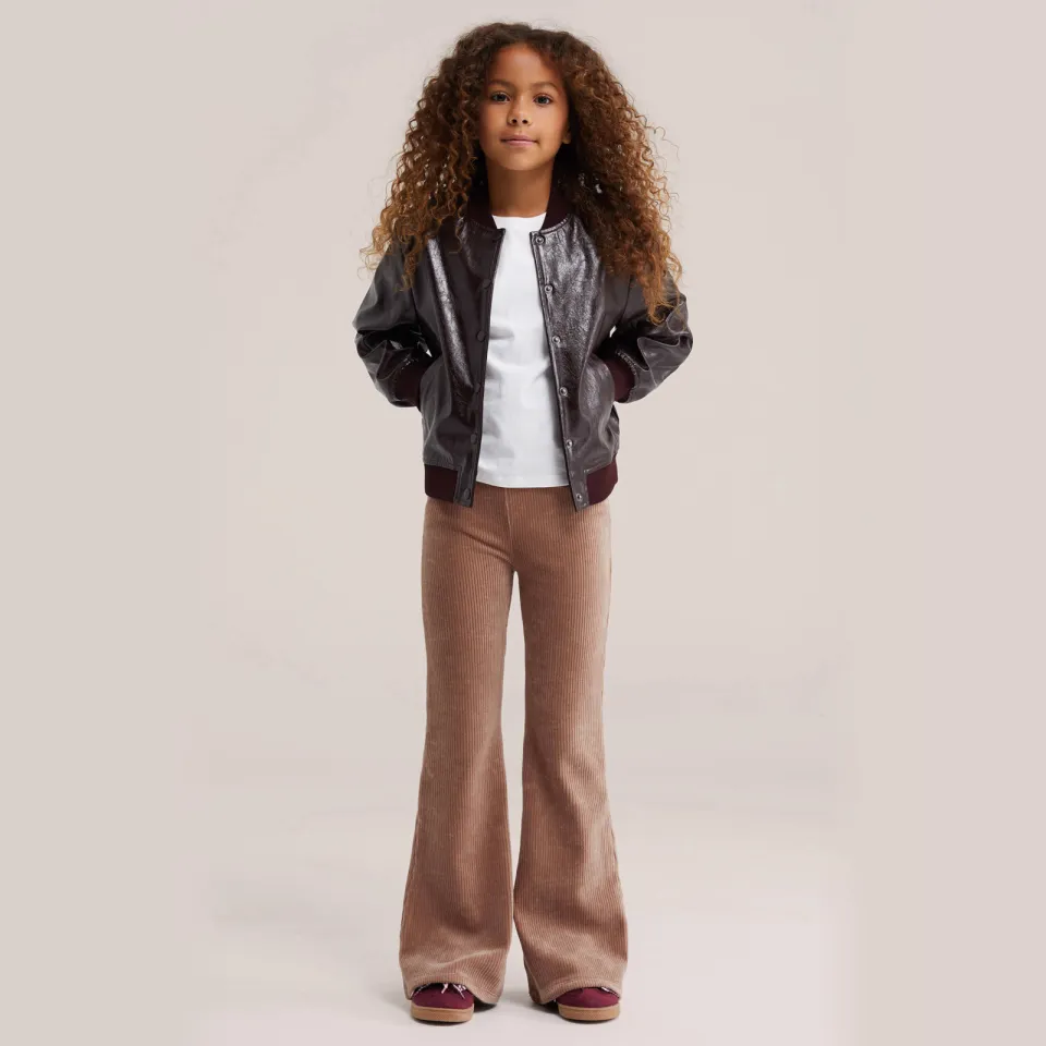 WE Fashion fluwelen flared broek lichtbruin