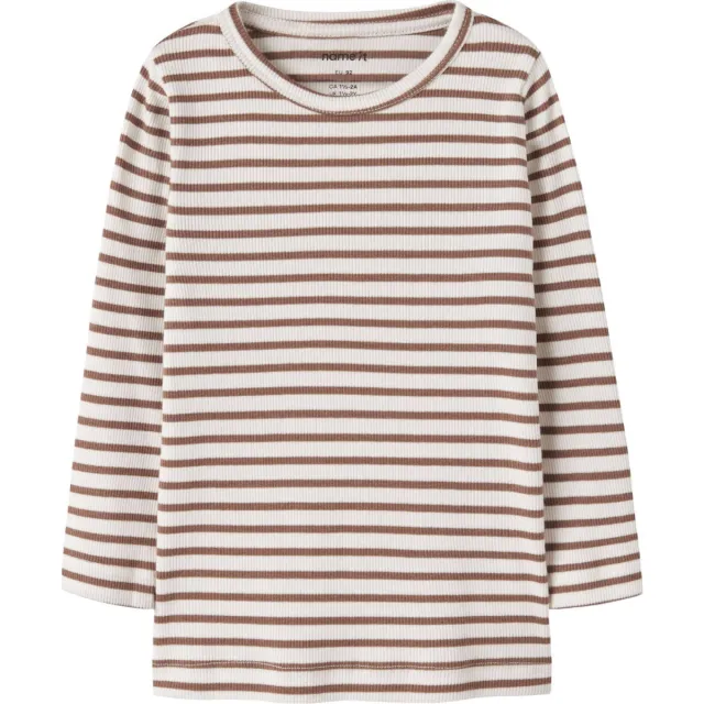 NAME IT MINI gestreepte longsleeve bruin ecru Bruin/ecru