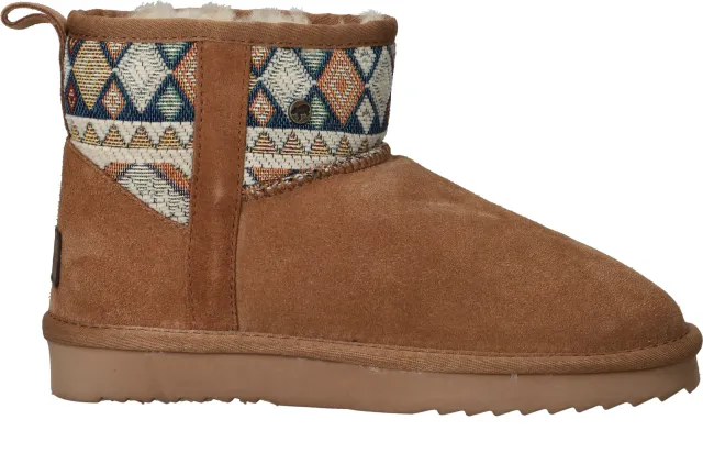 Warmbat Wallaby Woven enkellaarsje cognac