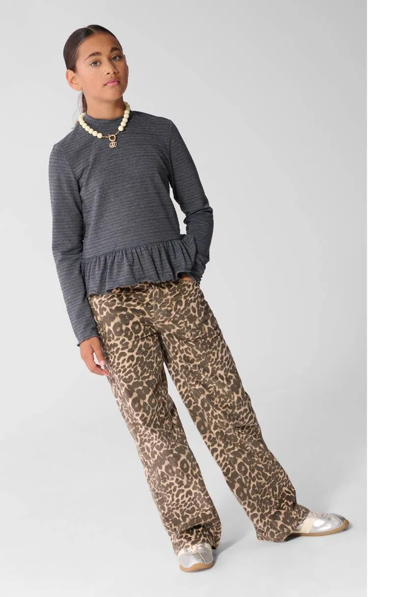 Shoeby wide leg jeans met panterprint - bruin