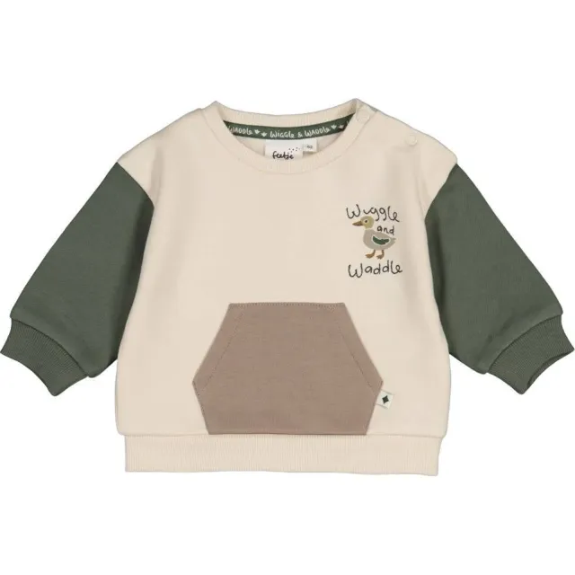 Feetje sweater Wiggle and Waddle - ecru/groen
