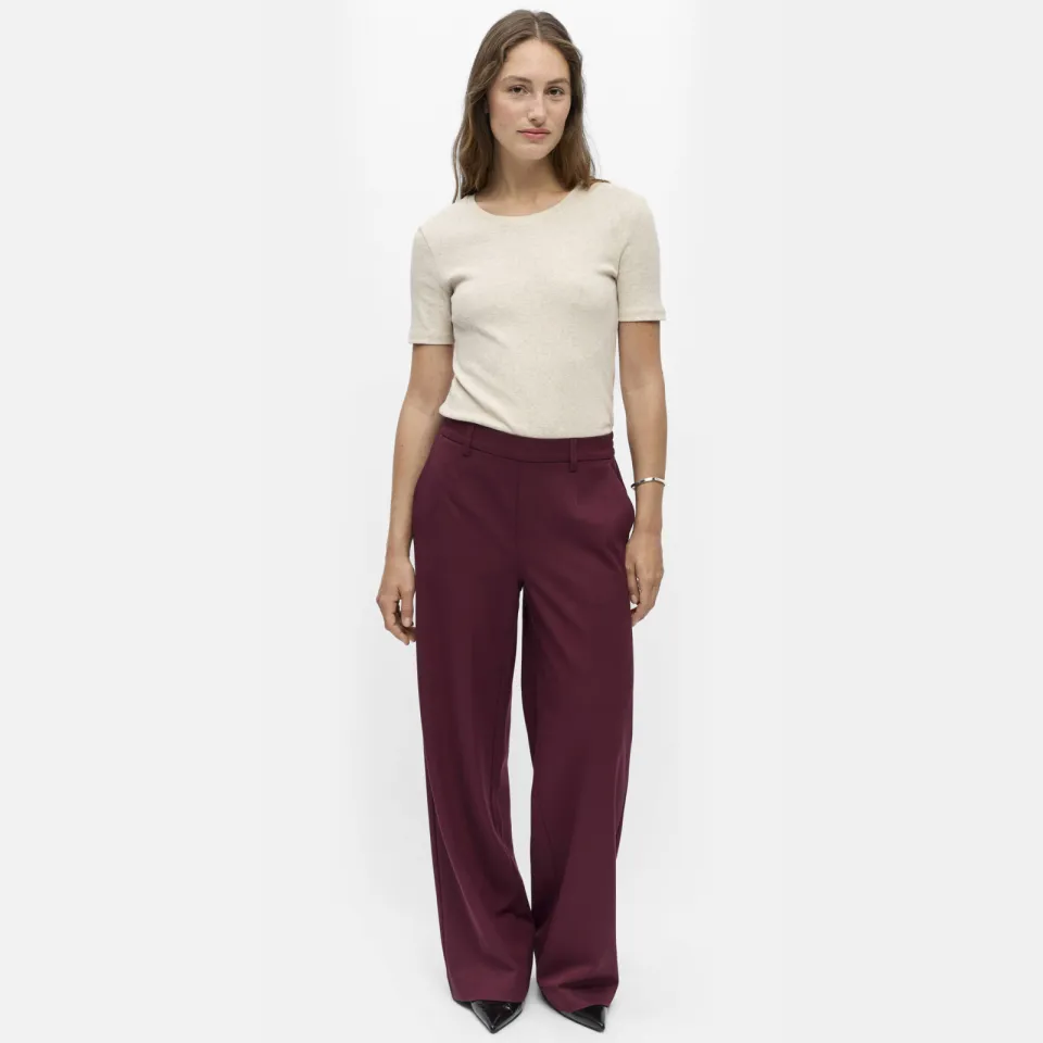 Object wide leg pantalon - donkerrood Bordeaux